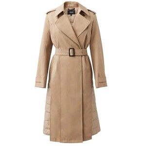 Mackage Astrid Mixed Media Belted Trench Coat Women’s XL NWT Quilted Panels